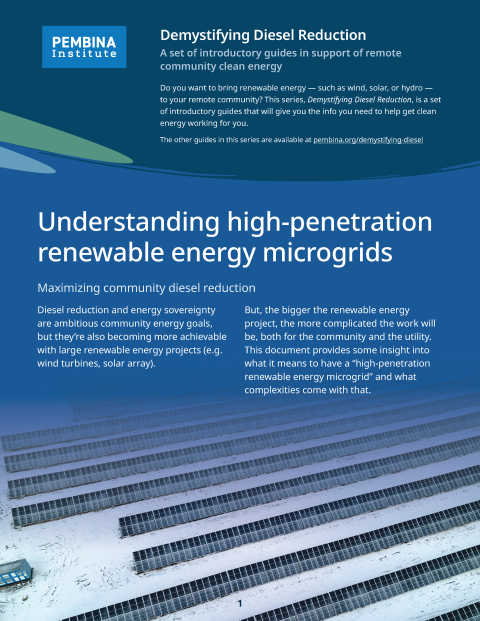 Cover page of high penetration renewable energy systems guide