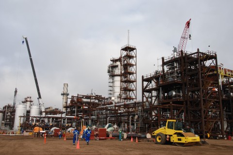 Workers at the Shell Scotford facility