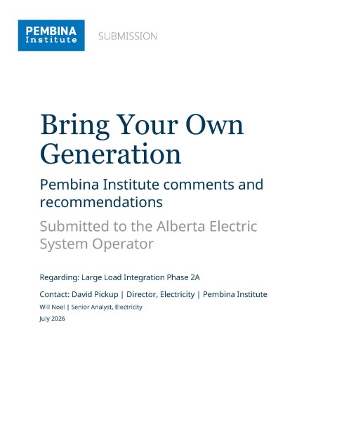 Pembina Institute recommendations on Alberta's BYOG Framework