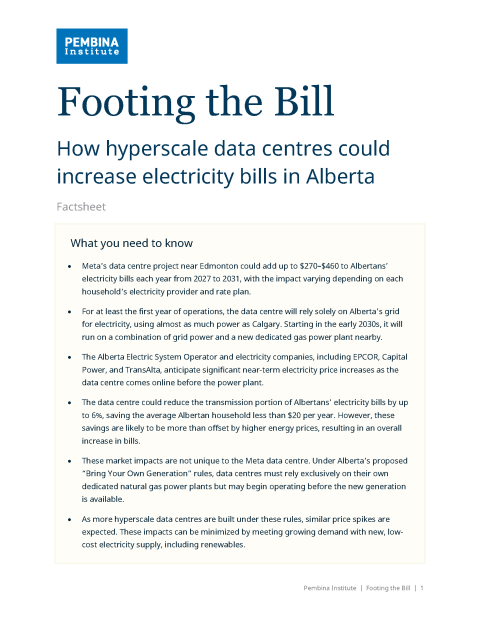 Footing the Bill: How hyperscale data centres could increase electricity bills in Alberta
