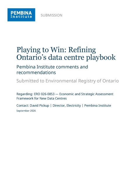 Pembina Institute recommendations for Ontario's data centre playbook