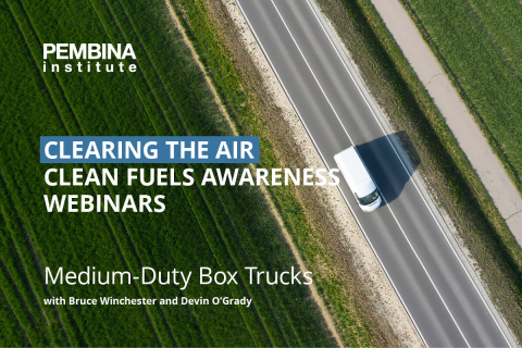 Clean Fuels Awareness Webinar Series: Medium-Duty Box Trucks - aerial view of delivery box van on the road