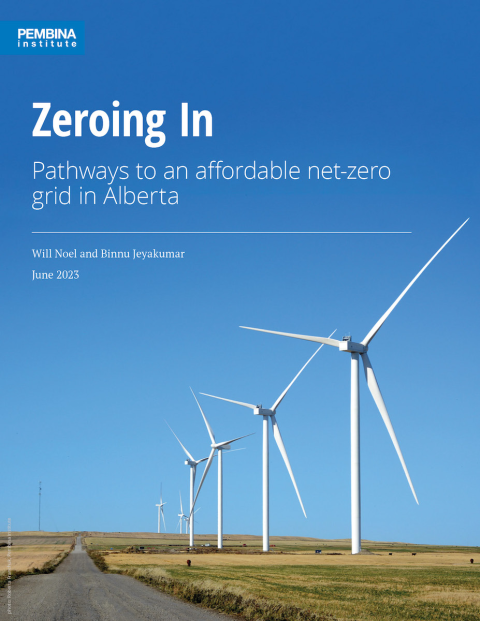 Cover to Zeroing In with wind turbines and road