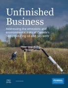 The front cover of the report, featuring a picture of an old, rusty oil well in a field close to Nordegg,Alberta