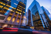 Downtown of Calgary at sunset