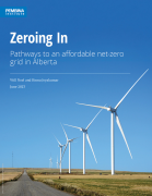 Cover to Zeroing In with wind turbines and road