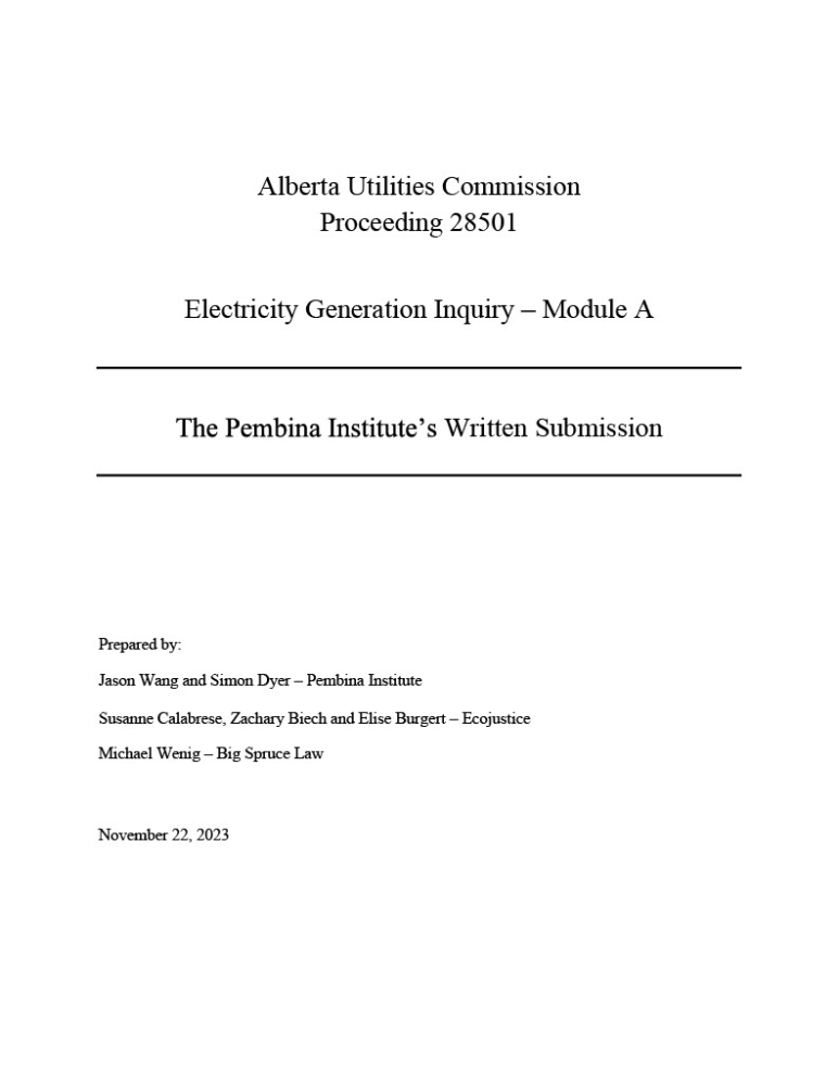 Alberta Utilities Commission Module A Inquiry