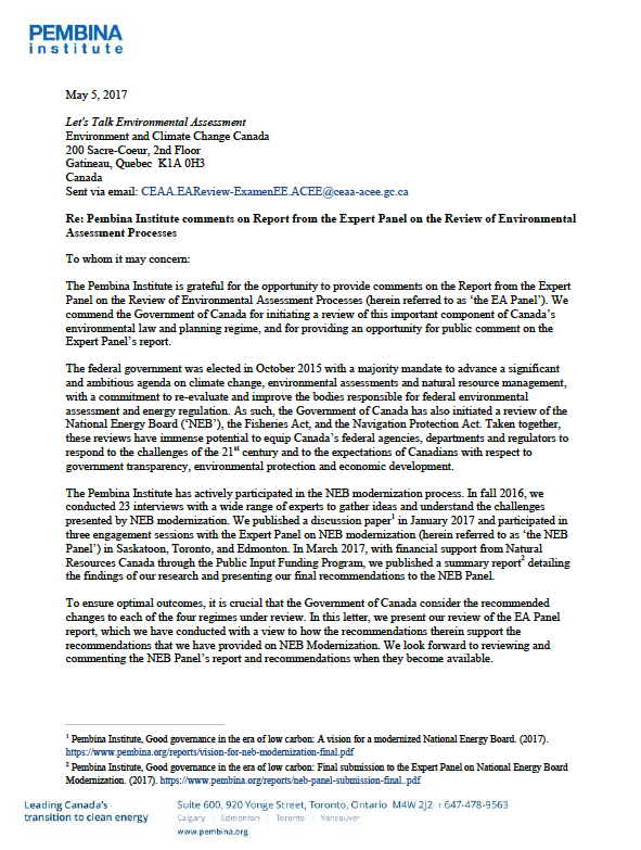 Submission on expert panel report on enviro assessments